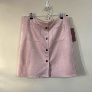 New Love Scarlett Pink Mini Skirt Faux Suede Large Short Buttons Y2k 2000's